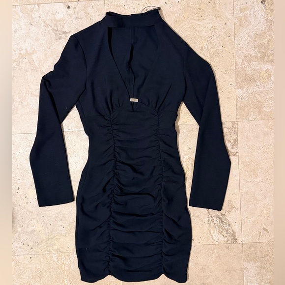 Zara Draped Jewel Trim Neckline Dress Black XS - Picture 2 of 9